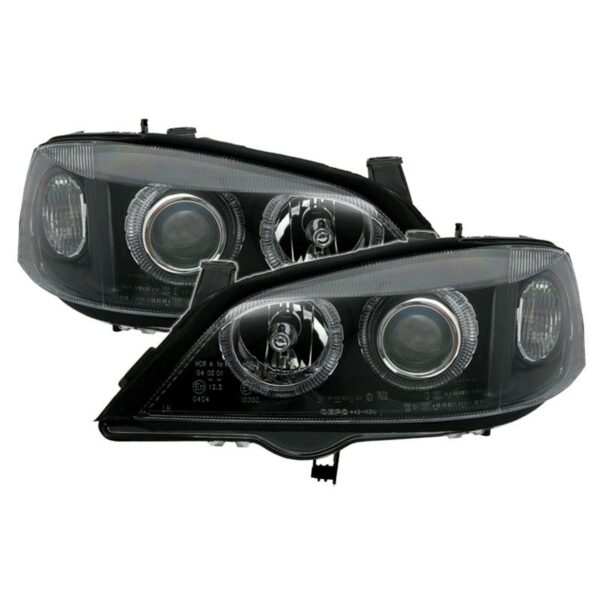 Μπροστινά Φανάρια Set Για Opel Astra G 97-04 Angel Eyes Μαύρα H7/H7 Depo - Image 3
