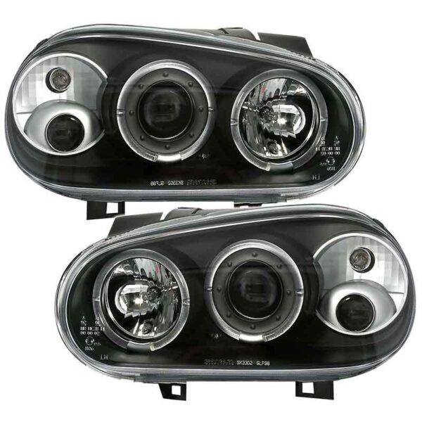 Μπροστινά Φανάρια Set Για Vw Golf IV (4) 97-03 Angel Eyes & Led Μαύρα H1/H1/H1 Sonar - Image 2