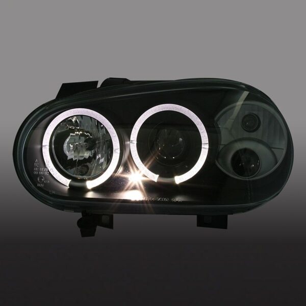 Μπροστινά Φανάρια Set Για Vw Golf IV (4) 97-03 Angel Eyes & Led Μαύρα H1/H1/H1 Sonar - Image 3