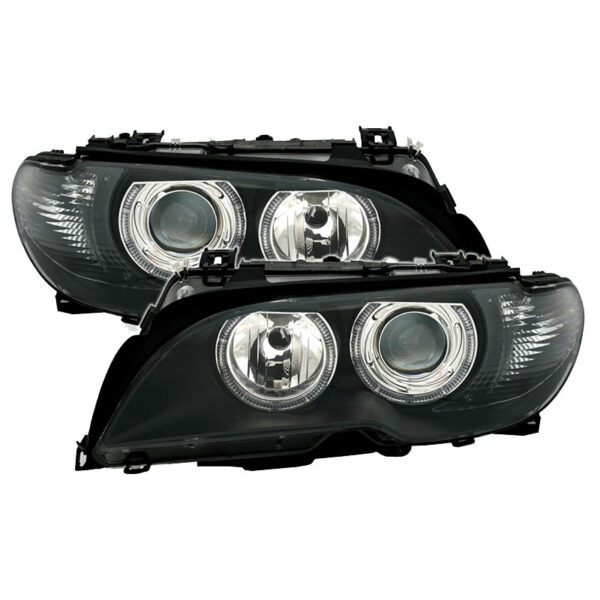 Μπροστινά Φανάρια Set Για Bmw 3 E46 Coupe/Cabrio 03-06 Angel Eyes Μαύρα H7/H7 Με Μοτέρ Depo - Image 3