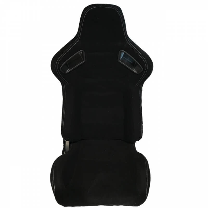 Καθίσματα Bucket R8 Style Ύφασμα Μαύρο Με Άσπρες Ραφές Ζευγάρι 2 Τεμαχίων - Image 2