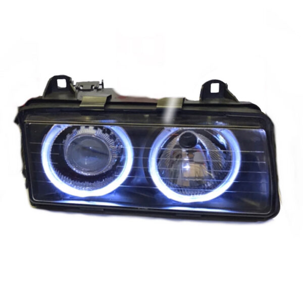 Μπροστινά Φανάρια Set Για Bmw 3 E36 Coupe / Sedan / Compact / Touring 90-99 Angel Eyes Μαύρα H7/H7 Carner - Image 3