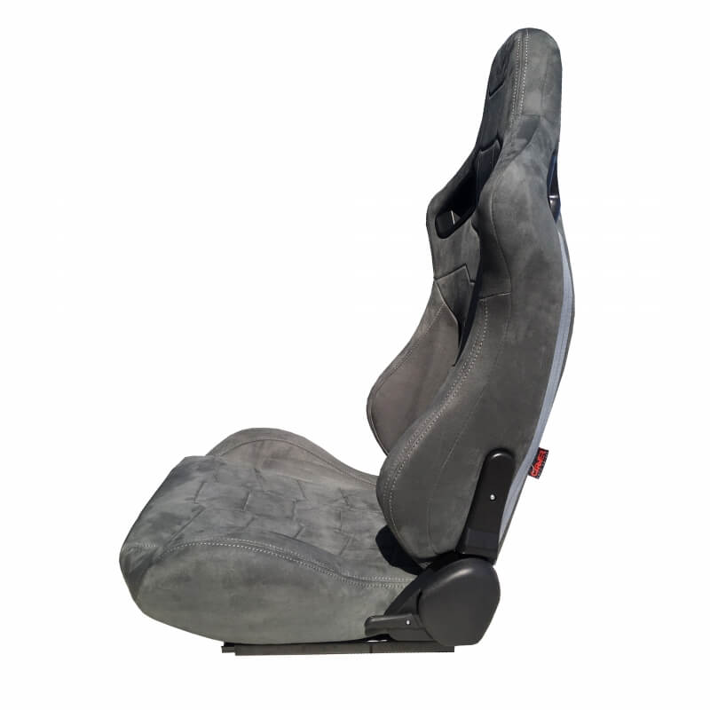 Καθίσματα Bucket R8 Suede Αλκαντάρα Γκρι Ζευγάρι 2 Τεμαχίων - Image 3