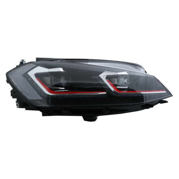Μπροστινά Φανάρια Set Για Vw Golf 7.5 17-19 Facelift DRL & Dynamic Signal Μαύρα Με Κόκκινη Γραμμή GTI Look H7 Με Μοτέρ Carner - Image 3
