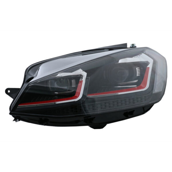 Μπροστινά Φανάρια Set Για Vw Golf 7.5 17-19 Facelift DRL & Dynamic Signal Μαύρα Με Κόκκινη Γραμμή GTI Look H7 Με Μοτέρ Carner - Image 4