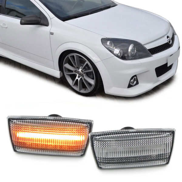 Πλαϊνά Φλας Φτερού Για Opel Astra H 04-10 / Corsa D 06-11 / Insignia 08-12 / Zafira B 05-14 Led Dynamic White 2 Τεμάχια